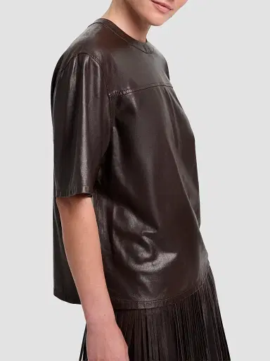 TWP Women's Oversized Leather T-Shirt - Dark Chocolate | Thumbnail 5 TWP Women's Oversized Leather T-Shirt - Dark Chocolate | Thumbnail 5