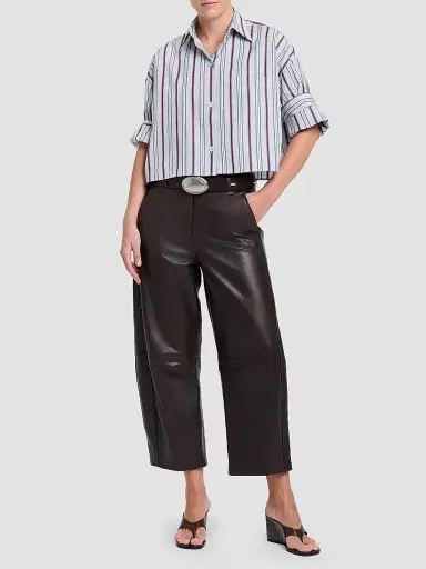 TWP Women's Leather Slouchy Boyfriend Trousers - Dark Chocolate | Thumbnail 2 TWP Women's Leather Slouchy Boyfriend Trousers - Dark Chocolate | Thumbnail 2