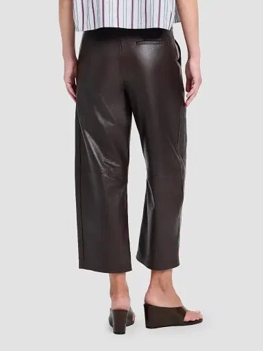 TWP Women's Leather Slouchy Boyfriend Trousers - Dark Chocolate | Thumbnail 3 TWP Women's Leather Slouchy Boyfriend Trousers - Dark Chocolate | Thumbnail 3