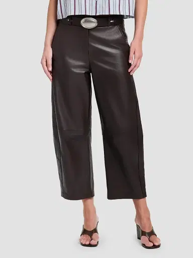 TWP Women's Leather Slouchy Boyfriend Trousers - Dark Chocolate | Thumbnail 4 TWP Women's Leather Slouchy Boyfriend Trousers - Dark Chocolate | Thumbnail 4