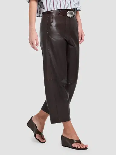 TWP Women's Leather Slouchy Boyfriend Trousers - Dark Chocolate | Thumbnail 5 TWP Women's Leather Slouchy Boyfriend Trousers - Dark Chocolate | Thumbnail 5