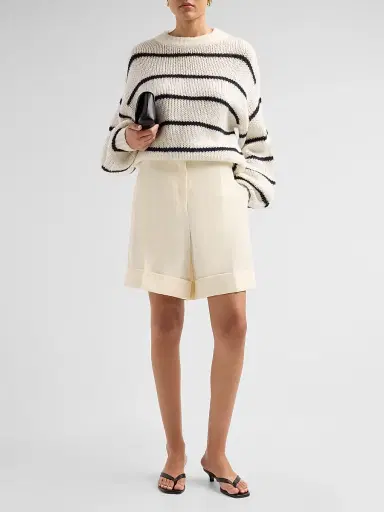 Lisa Yang Women's Sabelle Striped Cashmere-Silk Sweater - Cream Black Navy | Thumbnail 2 Lisa Yang Women's Sabelle Striped Cashmere-Silk Sweater - Cream Black Navy | Thumbnail 2