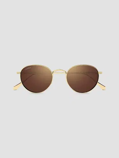 Cartier Men's C de 51MM 24K-Gold-Plated Titanium Round Sunglasses - Gold Brown | Thumbnail 2 Cartier Men's C de 51MM 24K-Gold-Plated Titanium Round Sunglasses - Gold Brown | Thumbnail 2