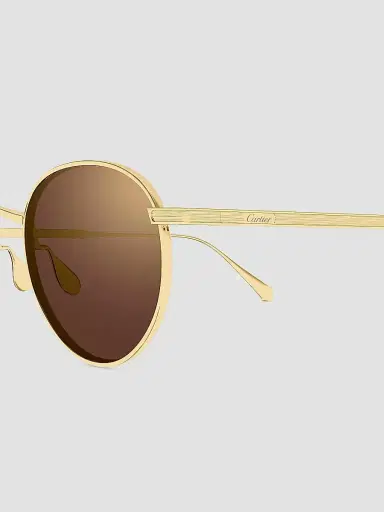 Cartier Men's C de 51MM 24K-Gold-Plated Titanium Round Sunglasses - Gold Brown | Thumbnail 3 Cartier Men's C de 51MM 24K-Gold-Plated Titanium Round Sunglasses - Gold Brown | Thumbnail 3
