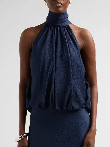 Amsale Women's Blouson Halter Gown - Navy | Thumbnail 5 Amsale Women's Blouson Halter Gown - Navy | Thumbnail 5