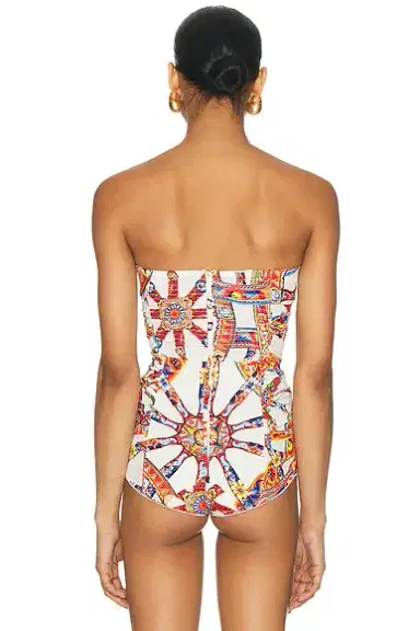 Dolce & Gabbana Charmeuse Stretch Carretto Print Bodysuit | Thumbnail 4 Dolce & Gabbana Charmeuse Stretch Carretto Print Bodysuit | Thumbnail 4