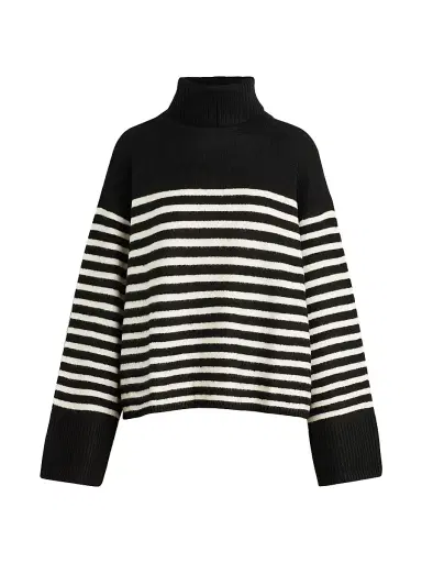Joe's Jeans Women's The Penelope Striped Turtleneck Sweater - Black With White | Thumbnail 1 Joe's Jeans Women's The Penelope Striped Turtleneck Sweater - Black With White | Thumbnail 1