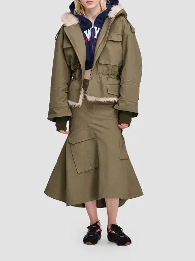 Marc Jacobs Women's Crop Cargo Parka - Utility Khaki | Thumbnail 2 Marc Jacobs Women's Crop Cargo Parka - Utility Khaki | Thumbnail 2