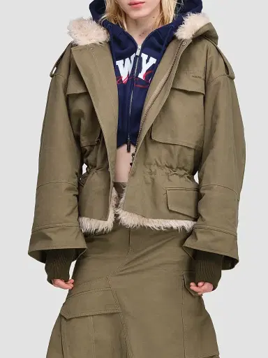 Marc Jacobs Women's Crop Cargo Parka - Utility Khaki | Thumbnail 4 Marc Jacobs Women's Crop Cargo Parka - Utility Khaki | Thumbnail 4