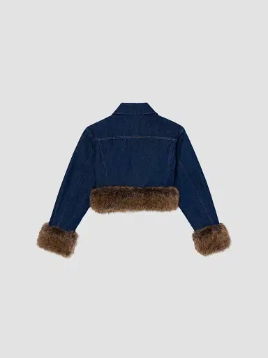 Marc Jacobs Women's Faux-Fur-Trim Shrunken Trucker Jacket - Dark Slub Indigo | Thumbnail 5 Marc Jacobs Women's Faux-Fur-Trim Shrunken Trucker Jacket - Dark Slub Indigo | Thumbnail 5