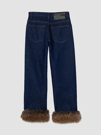 Marc Jacobs Women's Faux-Fur-Trimmed Crop Jeans - Dark Slub Indigo | Thumbnail 6 Marc Jacobs Women's Faux-Fur-Trimmed Crop Jeans - Dark Slub Indigo | Thumbnail 6