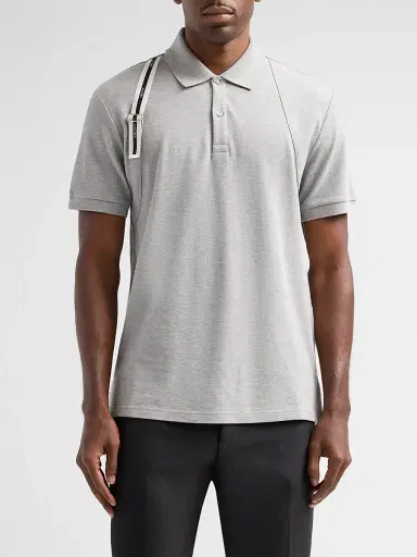 Alexander McQueen Men's Harness Cotton Polo Shirt | Thumbnail 4 Alexander McQueen Men's Harness Cotton Polo Shirt | Thumbnail 4
