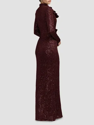 Mac Duggal Women's Floral Sequined Mock Turtleneck Gown | Thumbnail 2 Mac Duggal Women's Floral Sequined Mock Turtleneck Gown | Thumbnail 2