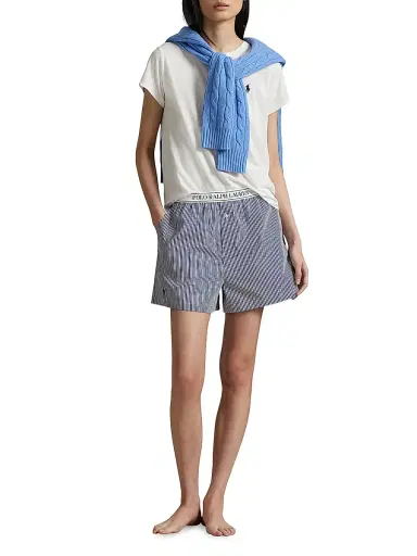 Polo Ralph Lauren Women's Shirting Stripes 2-Pack Striped Boxer Shorts - Hydrangea Beacon Blue | Thumbnail 2 Polo Ralph Lauren Women's Shirting Stripes 2-Pack Striped Boxer Shorts - Hydrangea Beacon Blue | Thumbnail 2