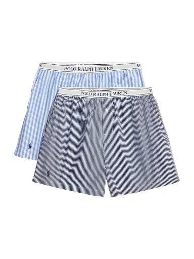 Polo Ralph Lauren Women's Shirting Stripes 2-Pack Striped Boxer Shorts - Hydrangea Beacon Blue | Thumbnail 1 Polo Ralph Lauren Women's Shirting Stripes 2-Pack Striped Boxer Shorts - Hydrangea Beacon Blue | Thumbnail 1