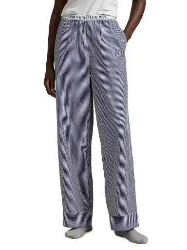 Polo Ralph Lauren Women's Shirting Stripes Striped Cotton Pants - White Cloud Beacon Blue | Thumbnail 3 Polo Ralph Lauren Women's Shirting Stripes Striped Cotton Pants - White Cloud Beacon Blue | Thumbnail 3