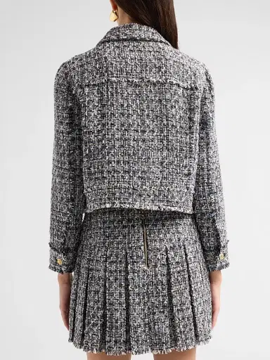 ALICE + OLIVIA Women's Chloe Cropped Boxy Jacket - Black Off White | Thumbnail 3 ALICE + OLIVIA Women's Chloe Cropped Boxy Jacket - Black Off White | Thumbnail 3