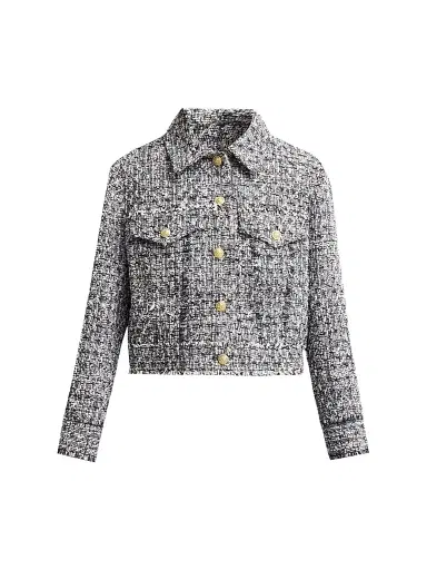ALICE + OLIVIA Women's Chloe Cropped Boxy Jacket - Black Off White | Thumbnail 1 ALICE + OLIVIA Women's Chloe Cropped Boxy Jacket - Black Off White | Thumbnail 1