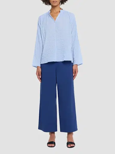Eileen Fisher Women's Puckered Raglan-Sleeve Top - Cornflower | Thumbnail 2 Eileen Fisher Women's Puckered Raglan-Sleeve Top - Cornflower | Thumbnail 2