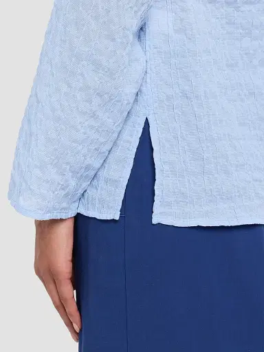 Eileen Fisher Women's Puckered Raglan-Sleeve Top - Cornflower | Thumbnail 5 Eileen Fisher Women's Puckered Raglan-Sleeve Top - Cornflower | Thumbnail 5