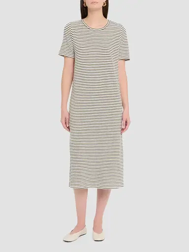 Eileen Fisher Women's Striped Cotton Midi Dress - Olive | Thumbnail 2 Eileen Fisher Women's Striped Cotton Midi Dress - Olive | Thumbnail 2