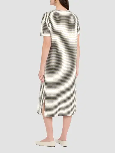Eileen Fisher Women's Striped Cotton Midi Dress - Olive | Thumbnail 3 Eileen Fisher Women's Striped Cotton Midi Dress - Olive | Thumbnail 3
