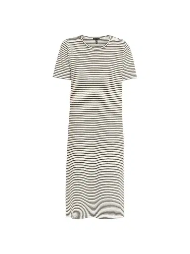 Eileen Fisher Women's Striped Cotton Midi Dress - Olive | Thumbnail 1 Eileen Fisher Women's Striped Cotton Midi Dress - Olive | Thumbnail 1