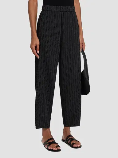 Eileen Fisher Women's Lantern Stripe Stitch Cotton-Blend Pants - Black White | Thumbnail 4 Eileen Fisher Women's Lantern Stripe Stitch Cotton-Blend Pants - Black White | Thumbnail 4