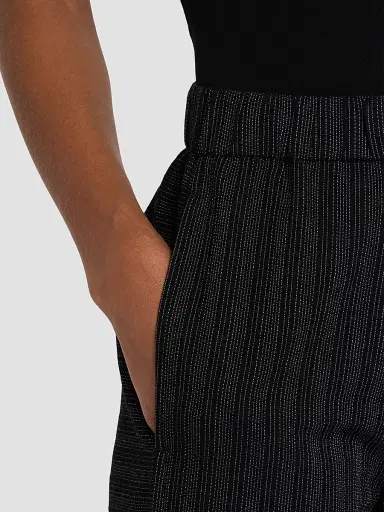 Eileen Fisher Women's Lantern Stripe Stitch Cotton-Blend Pants - Black White | Thumbnail 5 Eileen Fisher Women's Lantern Stripe Stitch Cotton-Blend Pants - Black White | Thumbnail 5