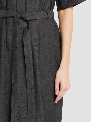 Eileen Fisher Women's Cotton Twill V-Neck Jumpsuit - Grey | Thumbnail 5 Eileen Fisher Women's Cotton Twill V-Neck Jumpsuit - Grey | Thumbnail 5