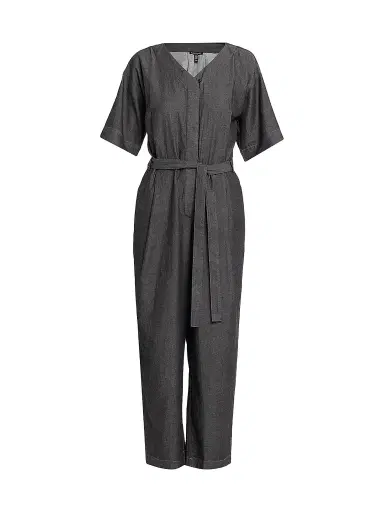 Eileen Fisher Women's Cotton Twill V-Neck Jumpsuit - Grey | Thumbnail 1 Eileen Fisher Women's Cotton Twill V-Neck Jumpsuit - Grey | Thumbnail 1