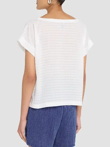 Eileen Fisher Women's Cotton Voile Box T-Shirt - White | Thumbnail 3 Eileen Fisher Women's Cotton Voile Box T-Shirt - White | Thumbnail 3