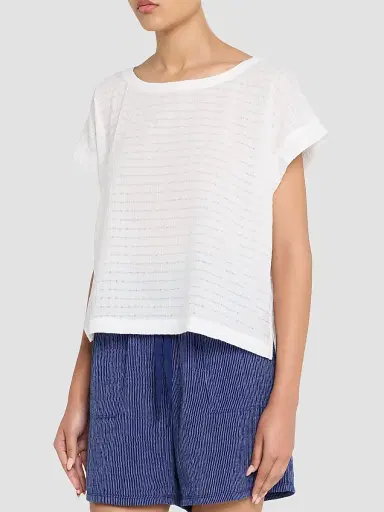 Eileen Fisher Women's Cotton Voile Box T-Shirt - White | Thumbnail 4 Eileen Fisher Women's Cotton Voile Box T-Shirt - White | Thumbnail 4