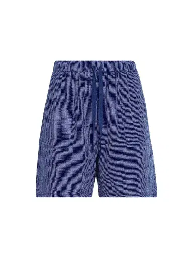 Eileen Fisher Women's Striped Cotton Gauze Walking Shorts - Blue Stripe | Thumbnail 1 Eileen Fisher Women's Striped Cotton Gauze Walking Shorts - Blue Stripe | Thumbnail 1