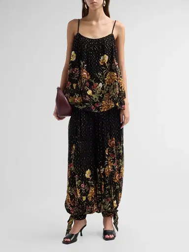 Hemant & Nandita Women's Floral Flared Top - Black | Thumbnail 2 Hemant & Nandita Women's Floral Flared Top - Black | Thumbnail 2