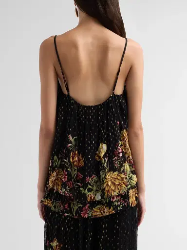 Hemant & Nandita Women's Floral Flared Top - Black | Thumbnail 3 Hemant & Nandita Women's Floral Flared Top - Black | Thumbnail 3