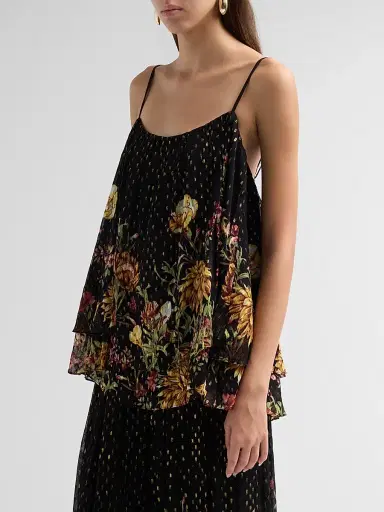 Hemant & Nandita Women's Floral Flared Top - Black | Thumbnail 4 Hemant & Nandita Women's Floral Flared Top - Black | Thumbnail 4