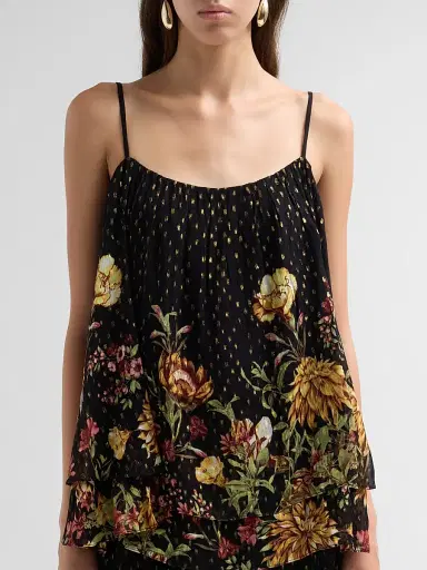 Hemant & Nandita Women's Floral Flared Top - Black | Thumbnail 5 Hemant & Nandita Women's Floral Flared Top - Black | Thumbnail 5