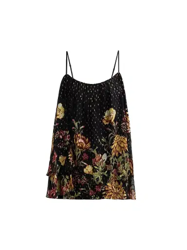 Hemant & Nandita Women's Floral Flared Top - Black | Thumbnail 1 Hemant & Nandita Women's Floral Flared Top - Black | Thumbnail 1
