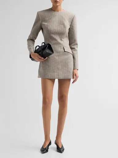 Ronny Kobo Women's Brette Houndstooth Minidress - Brown Multi | Thumbnail 2 Ronny Kobo Women's Brette Houndstooth Minidress - Brown Multi | Thumbnail 2