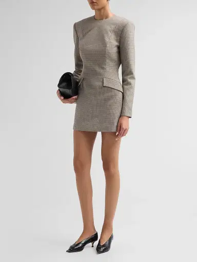 Ronny Kobo Women's Brette Houndstooth Minidress - Brown Multi | Thumbnail 4 Ronny Kobo Women's Brette Houndstooth Minidress - Brown Multi | Thumbnail 4