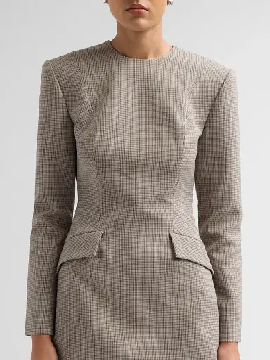 Ronny Kobo Women's Brette Houndstooth Minidress - Brown Multi | Thumbnail 5 Ronny Kobo Women's Brette Houndstooth Minidress - Brown Multi | Thumbnail 5