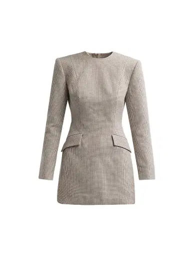Ronny Kobo Women's Brette Houndstooth Minidress - Brown Multi | Thumbnail 1 Ronny Kobo Women's Brette Houndstooth Minidress - Brown Multi | Thumbnail 1