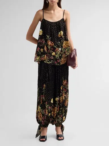 Hemant & Nandita Women's Floral Parachute Pants - Black | Thumbnail 2 Hemant & Nandita Women's Floral Parachute Pants - Black | Thumbnail 2
