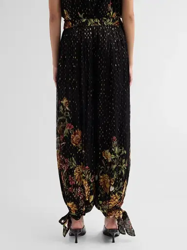 Hemant & Nandita Women's Floral Parachute Pants - Black | Thumbnail 3 Hemant & Nandita Women's Floral Parachute Pants - Black | Thumbnail 3
