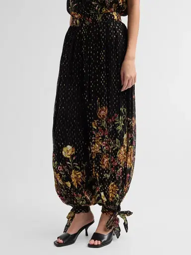 Hemant & Nandita Women's Floral Parachute Pants - Black | Thumbnail 4 Hemant & Nandita Women's Floral Parachute Pants - Black | Thumbnail 4