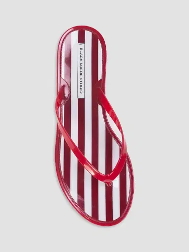 Black Suede Studio Women's Crystal PVC Stripe Flip Flops - Red Stripe Pvc - Size 11 | Thumbnail 4 Black Suede Studio Women's Crystal PVC Stripe Flip Flops - Red Stripe Pvc - Size 11 | Thumbnail 4