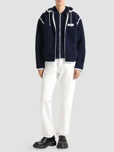 Givenchy Men's Sleeveless Fleece Jacket with Gros Grain Detail - Navy | Thumbnail 2 Givenchy Men's Sleeveless Fleece Jacket with Gros Grain Detail - Navy | Thumbnail 2