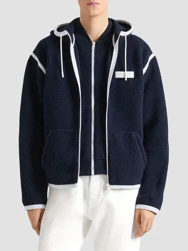 Givenchy Men's Sleeveless Fleece Jacket with Gros Grain Detail - Navy | Thumbnail 3 Givenchy Men's Sleeveless Fleece Jacket with Gros Grain Detail - Navy | Thumbnail 3