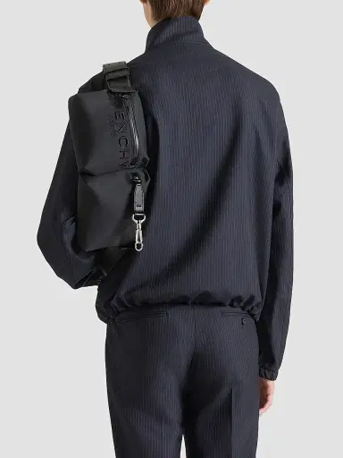 Givenchy Men's Striped Blouson Jacket in Wool - Navy | Thumbnail 4 Givenchy Men's Striped Blouson Jacket in Wool - Navy | Thumbnail 4